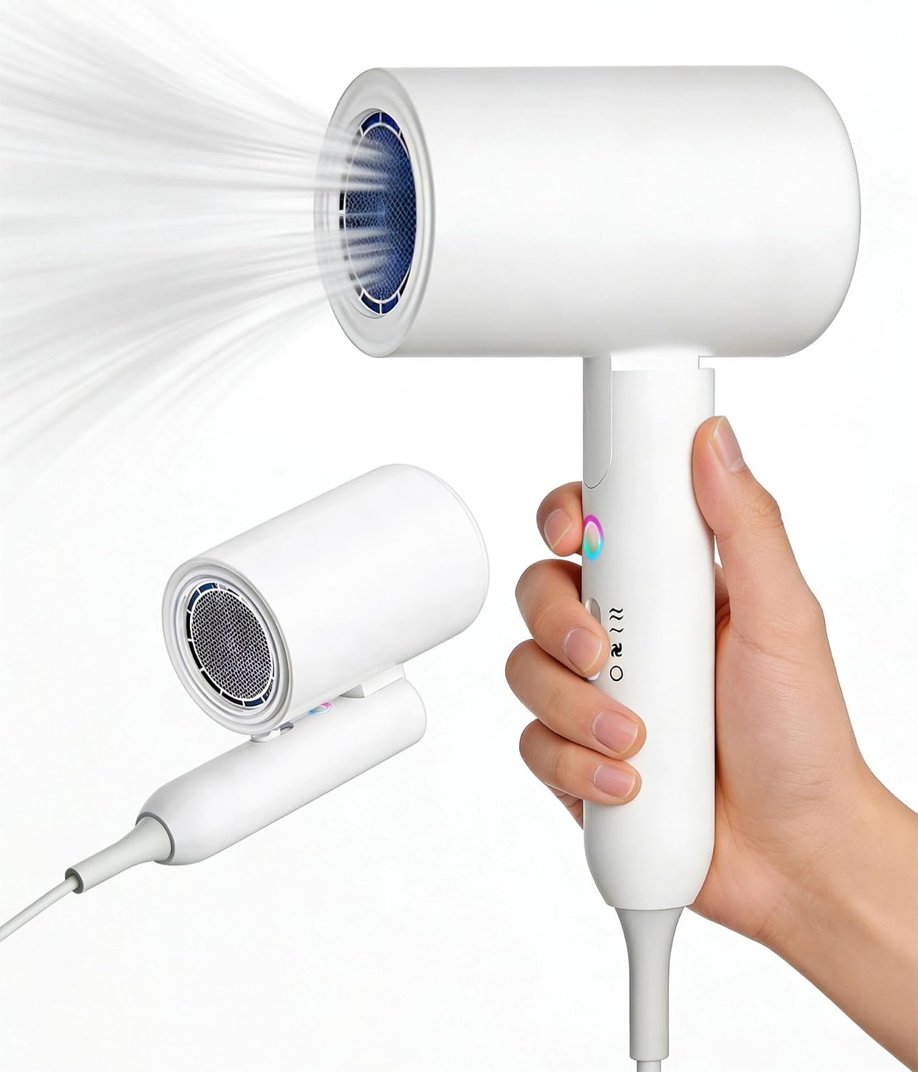Portable Compact Travel Hair Dryer, 1800W, Foldable Handle for Easy Styling Anywhere