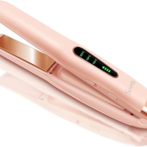 Portable Cordless Mini Ceramic Hair Straightener Brush for Travel, USB Rechargeable, Fast Heat Up