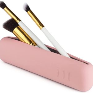 Portable Travel Makeup Brush Set with Mirror 6 in 1 Mini Cosmetic Brushes Case Kit for Women,Foundation Blending Brush,Powder Brush,Eyeshadow Brush,Lip brush