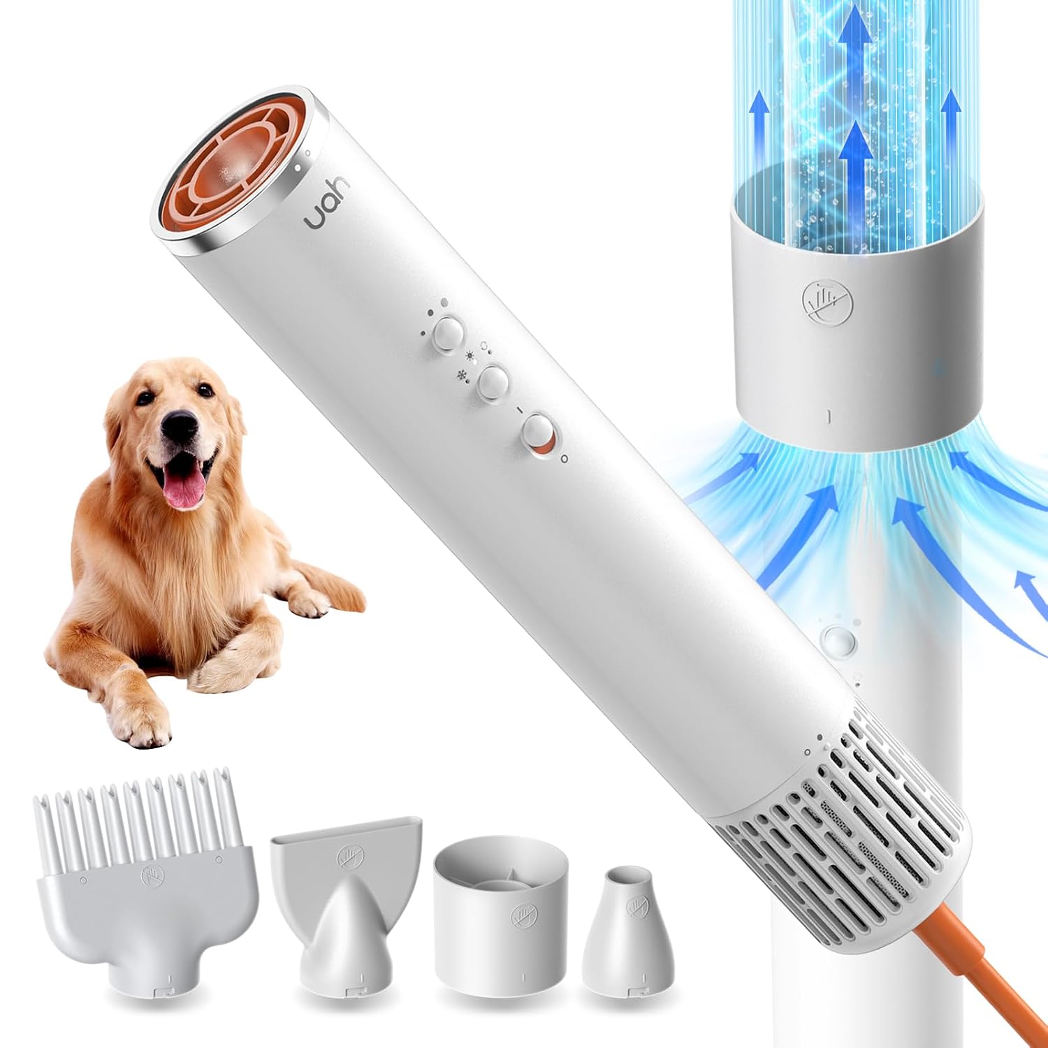 Professional Dog Dryer 62M/S Wind, Smart Temp Control, 170 Million Negative Ions for Home Travel