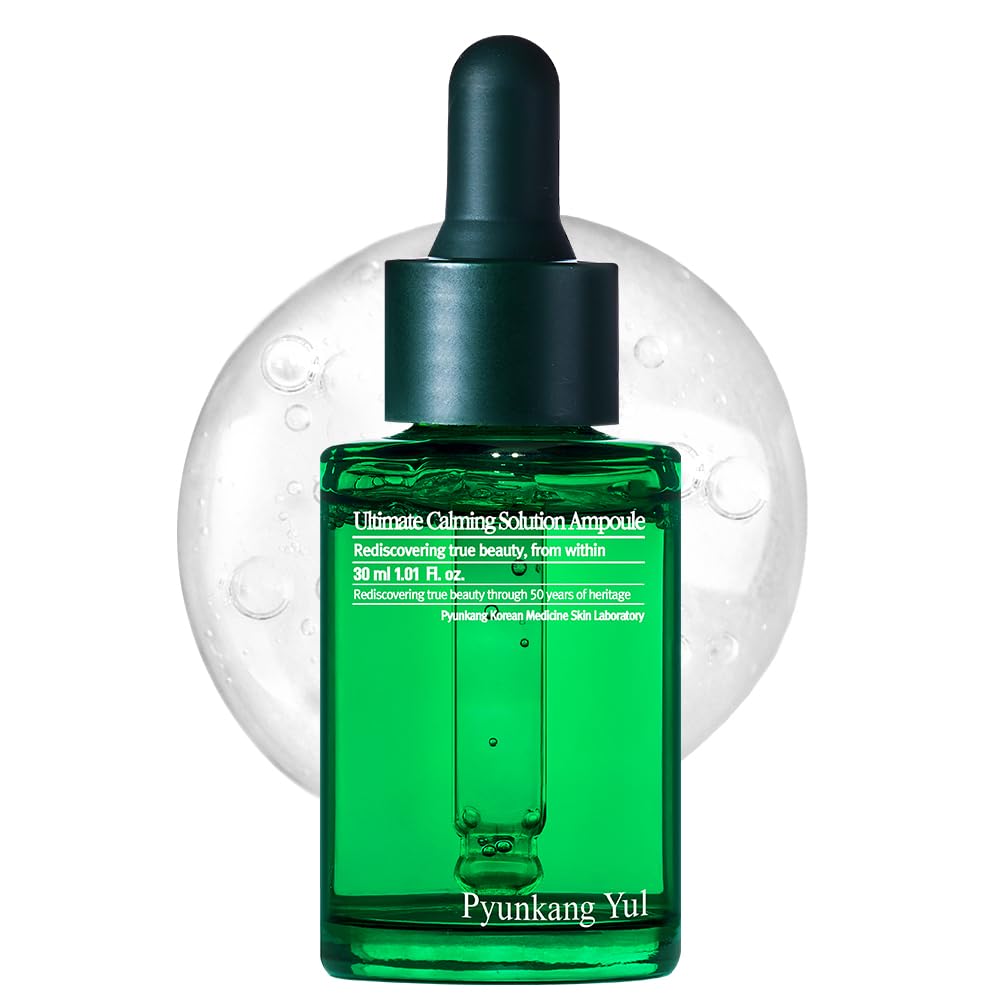 PYUNKANG YUL Ultimate Calming Solution Ampoule with Shea Butter, Honeysuckle Flower, Ceramides, CICA to Rapidly Soothe, Moisturize Dry & Sensitive Skin, Korean Facial Beauty Care, 1.01 fl.oz.