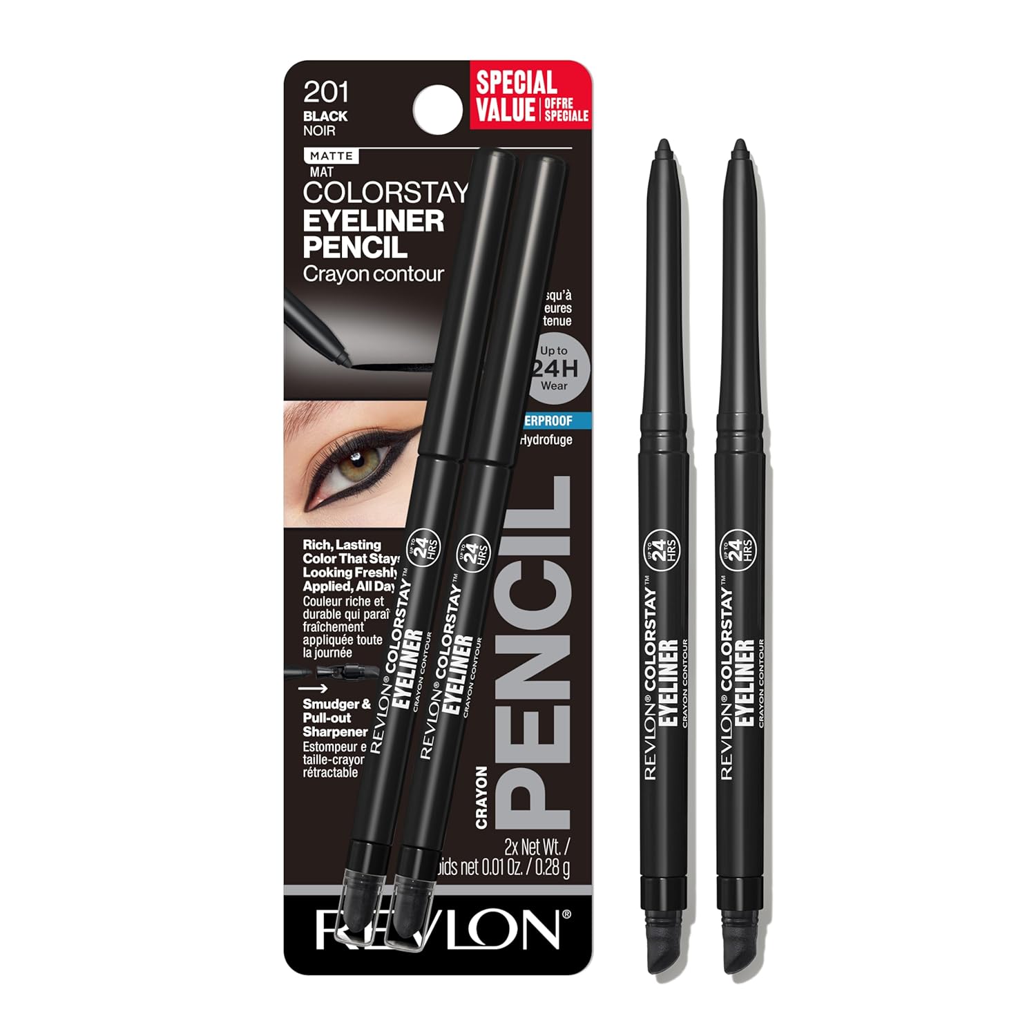 Smudged Black Eyeliner Pencil, Long-Lasting Matte Finish