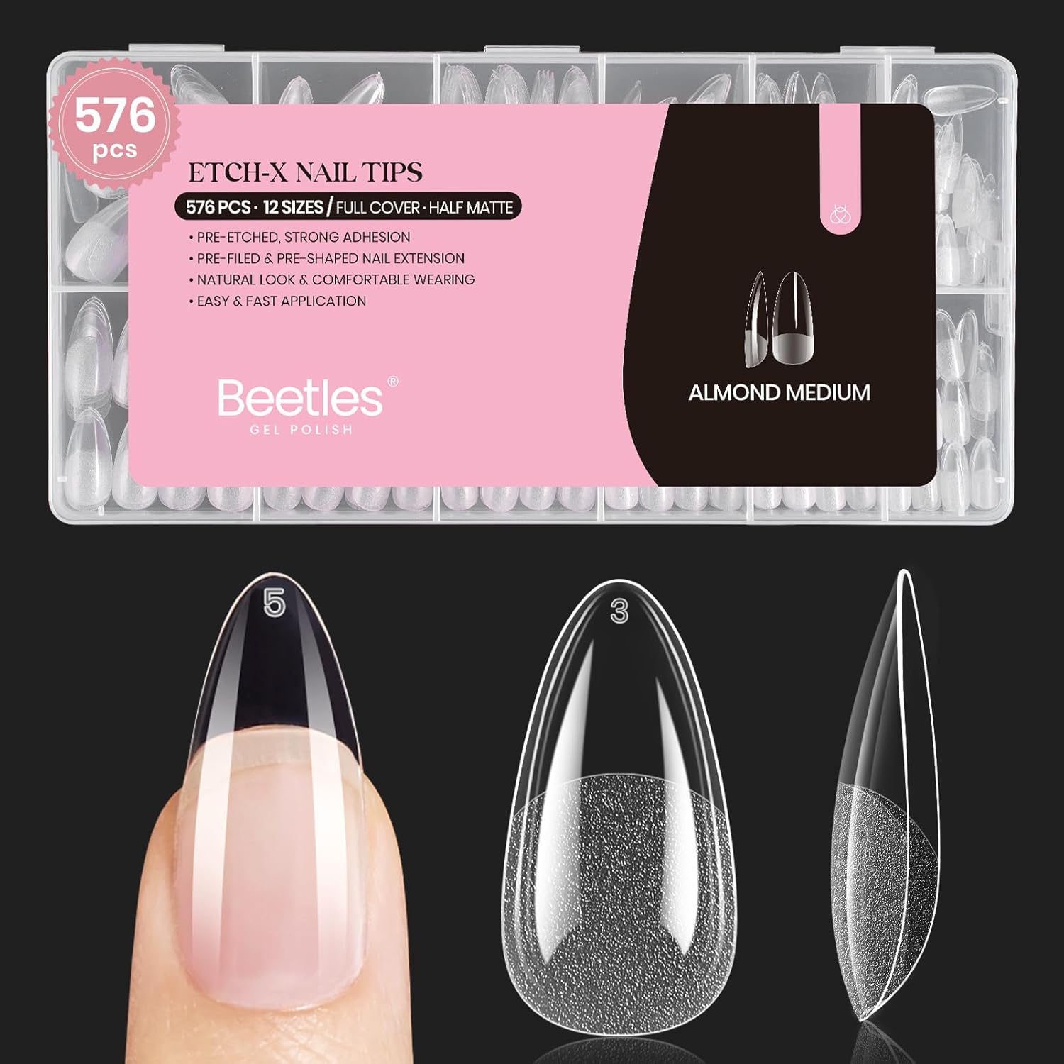 Sparkling Almond Shaped Acrylic Nails Set for Beautiful Nail Art and Design