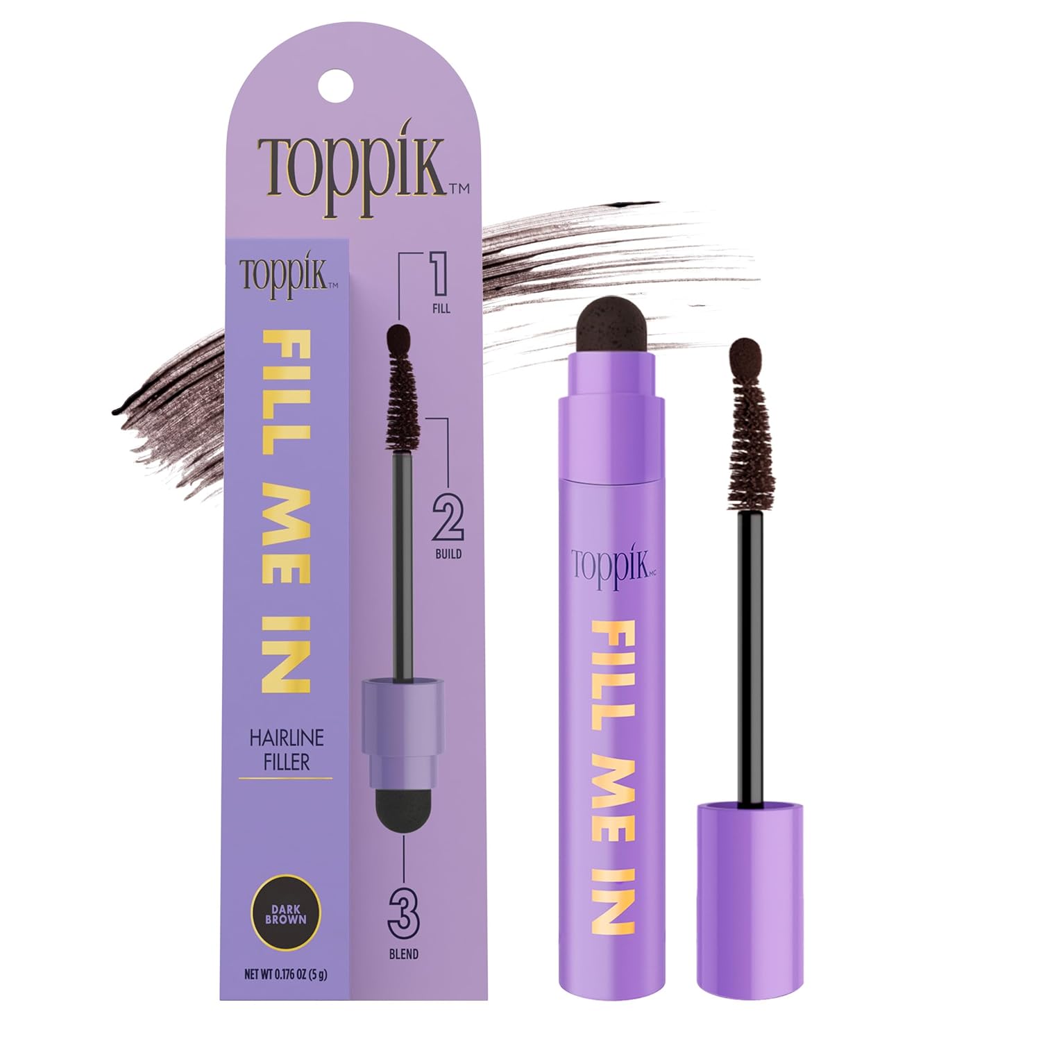 Toppik Fill Me In Hairline Filler Wand for Dark Brown Hair, 0.176 oz (5 g)