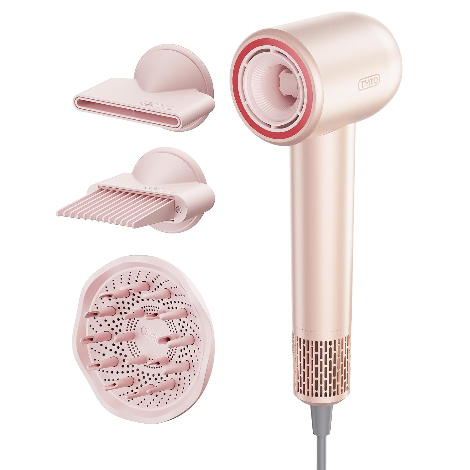 TYMO Hair Dryer with Adjustable Diffuser - High-Speed Ionic Blow Dryer, Fast Drying & Zero Damage, Low-Noise Hairdryer, 3 Speeds & 4 Temps with Cool-Shot for Professional Styling at Home/Salon