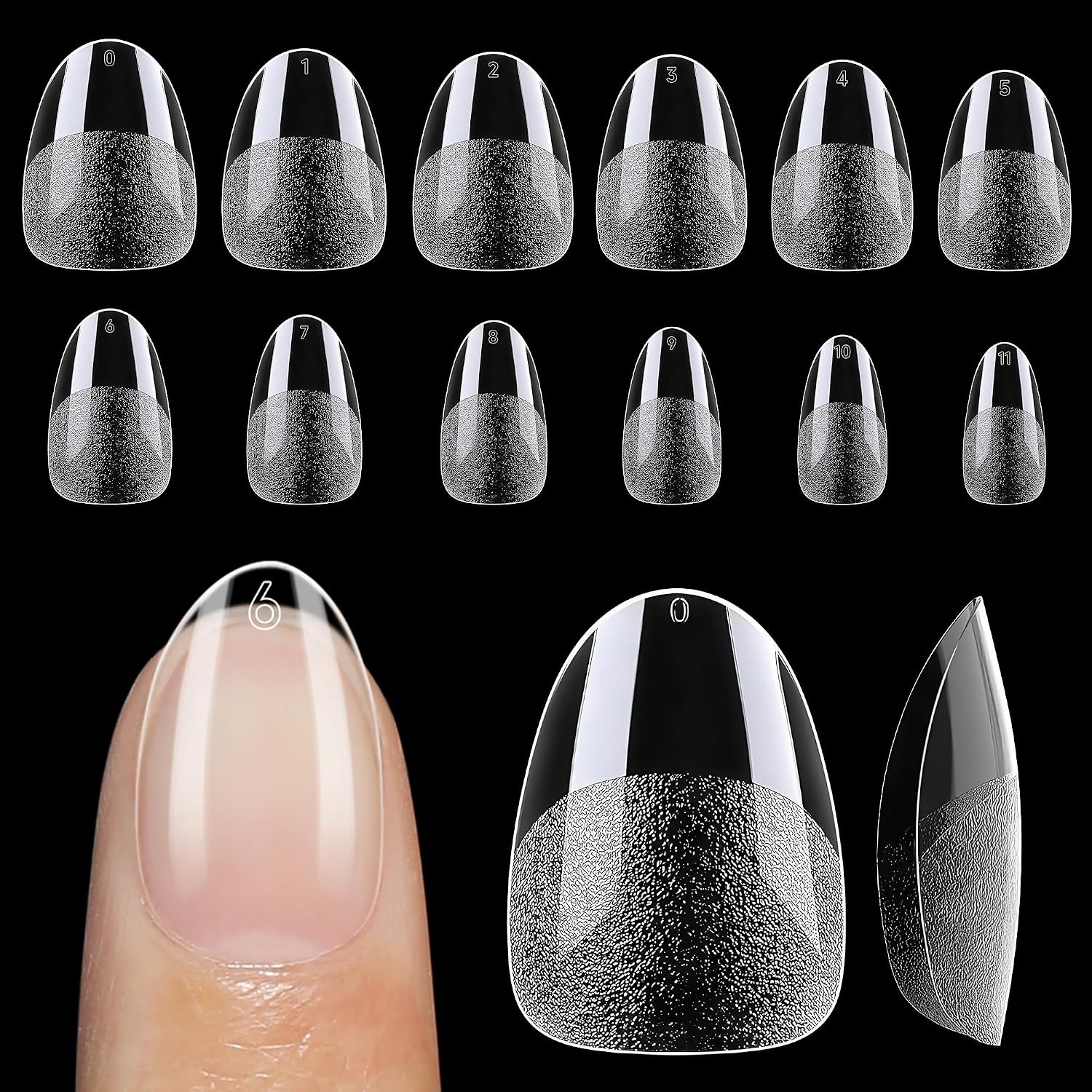 UNA GELLA Short Almond Gel Nail Tips 120PCS Short Almond Fake Nails Matte No Need File Clear Short Nails Tips Full Cover for Women Easy Home Nail Art Salon DIY 12 Sizes Gelly Tips