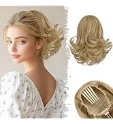BARSDAR Short Drawstring Ponytail - 10 Inch Wavy Highlight Ponytail Hair Extensions for Women - S...