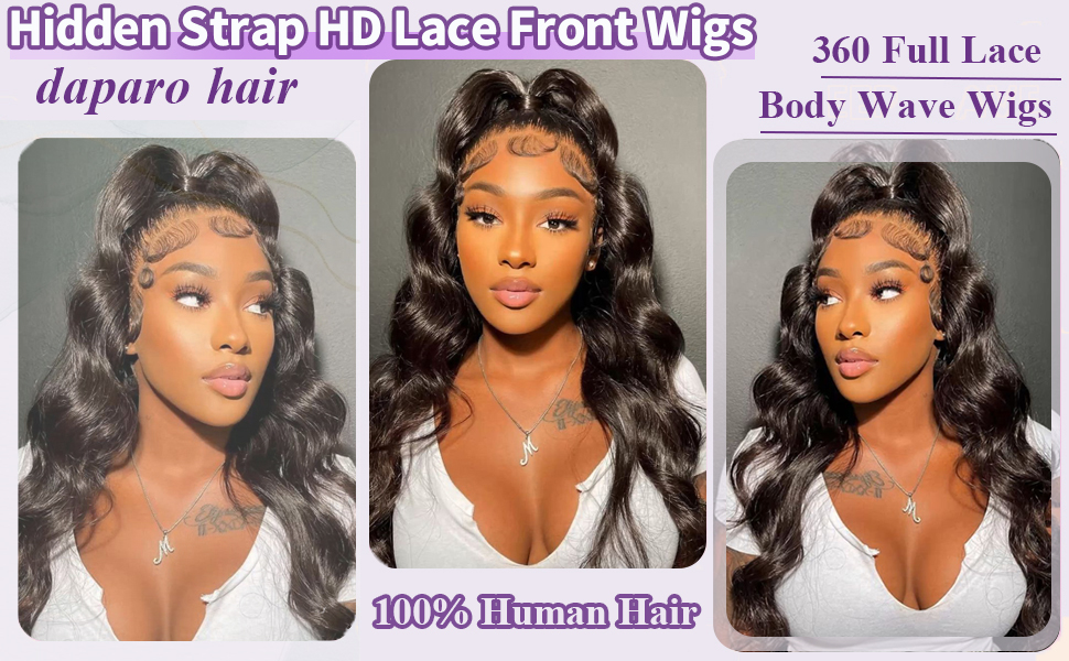 360 Lace Front Wigs Human Hair Hidden Strap Body Wave Lace Front Wigs Human Hair