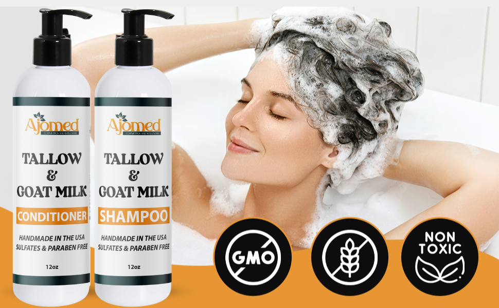 Beef tallow hair shampoo and conditioner