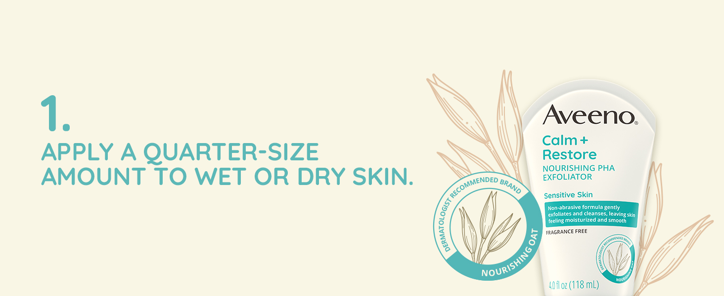 Step One: Apply a quarter-size amount of exfoliator to wet or dry skin