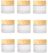 Healthcom 10 Pack 10 Grams/10 ML Empty Jars Round Frosted Glass Cosmetic Cream Jar Bottle with Wo...