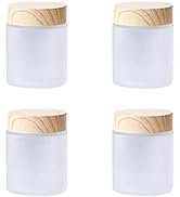 Healthcom 4 Packs 3.3 Oz Empty Glass Jars 100ml Round Frosted Glass Cosmetic Cream Jar Bottles wi...