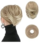 BARSDAR Hair Bun Ponytail Extension, Straight Synthetic Hairpiece Fully Short Ponytail Bun Extens...