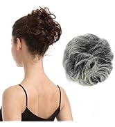 BARSDAR Human Hair Bun - Real Human Hair Bun Extensions for Women - Gray Hair Bun Hairpieces Real...