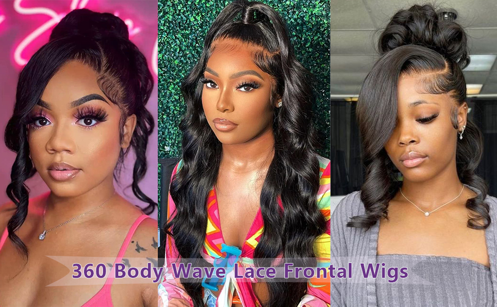 Body Wave 360 Lace Front Wigs Human Hair 180 Density Drawstring 360 Full Lace Frontal Wigs
