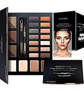 Youngfocus Eye Makeup Brow Contour Kit, 6 Waterproof Eyebrow Powders Palette Set, 5 Eyebrow Stenc...
