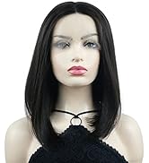 Wiginway Short Straight Bob Wigs, 13x3 Lace Front Middle Part Bob Wig for Women, Natural Black & ...