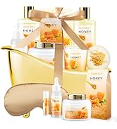 Gift Basket for Woman, Honey Almond Spa Basket Bath and Body Set Includes Shower Gel, Bath Bomb, ...