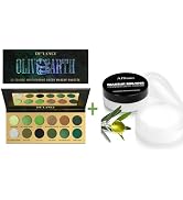 Olive Green Eyeshadow & Korean Cleanser Set | 12-Color Multichrome Matte/Glitter Palette + 2PC Ve...