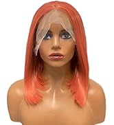 Wiginway Short Synthetic Lace Front Wig, 13x3 Lace Frontal Wigs for Women, Straight Bob Wig, Shou...