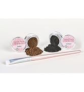 BLACK & BROWN EYE LINER w/BRUSH KIT Mineral Makeup Shadow Bare Skin Brow Powder Set