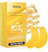 POSTA 100 Pairs/200PCS 24K Gold Eye Mask Patches, Collagen Under Eye Mask for Dark Cirlce, Puffin...