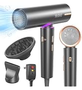 YASHE Hair Dryer with Diffuser, 1400W High-Speed Brushless Motor, 110,000 RPM Fast Drying of All ...