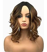 Wiginway Medium Curly Wavy Auburn Blend Wigs for Black Women Synthetic Wig Natural Looking