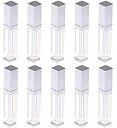 Healthcom 10 Pcs 7.5ml Plastic Square Clear Lip Gloss Tubes Vials with Mirror LED Light Lip Glaze...