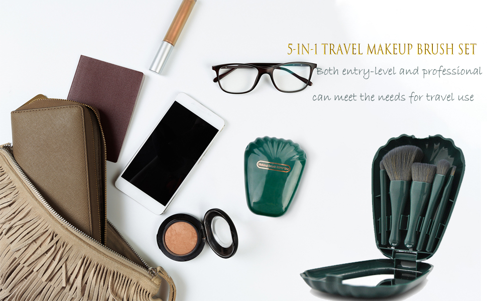 Yoseng 5 in 1 Travel Makeup brushes Set