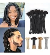 Lounoke Loc Extensions Human Hair, 8 Inch 0.6cm Pencle Size Dreadlock Extensions Human Hair for W...