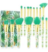 Docolor Makeup Brushes Professional 14Pcs Tropical Makeup Brush Set Premium Gift Synthetic Kabuki...