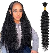 Human Braiding Hair 1 Bundle 50g 18 Inch Deep Wave Bulk Human Hair for Braiding No Weft 12A Boho ...
