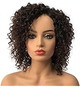Wiginway Women Wigs Medium Curly Dark Brown with Highlight Wigs Synthetic Hair Pieces Toupe 8 Inch