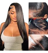 Vipobidy Straight Lace Front Wigs Human Hair 13x4 Pre Plucked HD Lace Frontal Wigs 220% Density U...