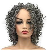 Wiginway Lace Front Wigs Short Grey-white Curly Wig Color Naturally Synthetic Heat Resistant