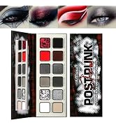 Black Gray Smokey Eyeshadow Palette, High Pigmented Grey Silver Red Brown Matte Shimmer Goth Make...