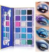 Blue Christmas Makeup Palette, Highly Pigmented 18 Colors Snowflakes Teal Blue Purple Matte Shimm...