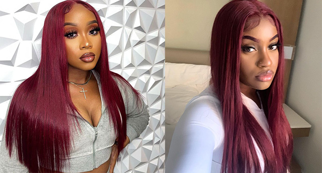 Burgundy Straight Lace Frontal Wig