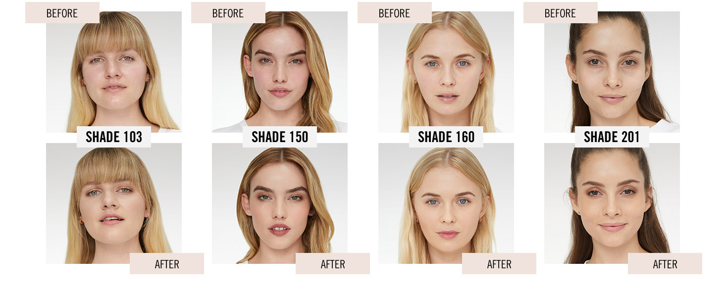 Before and after Rimmel Lasting Finish 25HR Foundation has been applied