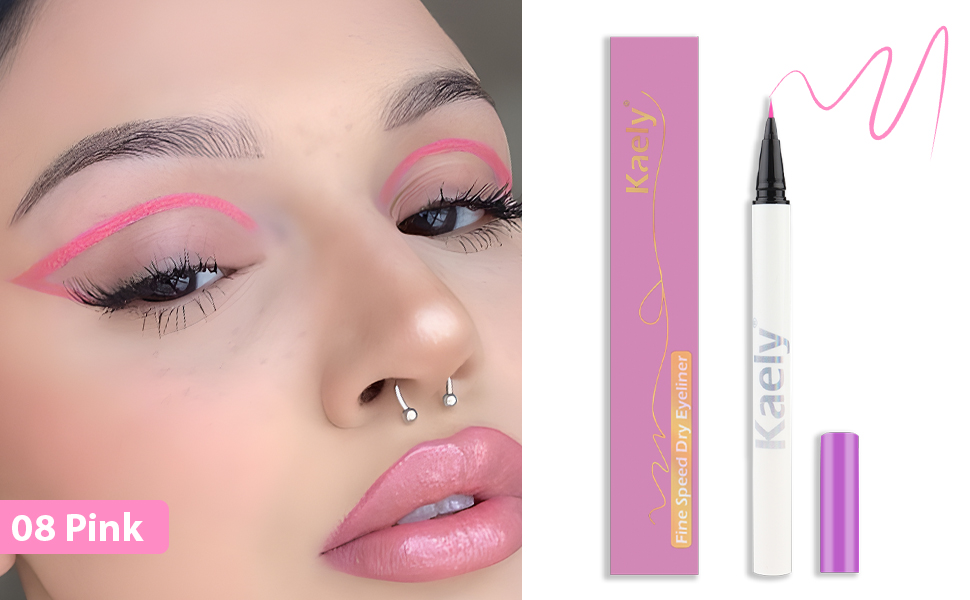 evpct 1Pcs Pink Waterproof Colored Eyeliner Liquid Eye Liner Set