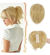 BARSDAR Claw Clip Short Human Hair Ponytail Extension with Bendable Metals - DIY Styles 8 Inch Re...