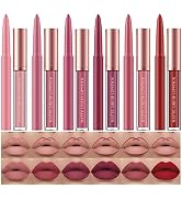 12Pcs Matte Liquid Lipstick + Lip Liner Pens Set, One Step Lips Makeup Sets Pigment Velvety Nude ...