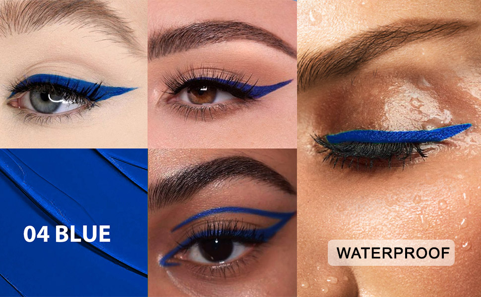 evpct 1Pcs Blue Waterproof Colored Eyeliner Liquid Eye Liner Set
