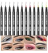 evpct 12Pcs Colors Matte Waterproof Colored Liquid Eyeliner Colorful Set Rainbow Colorful Neon Wi...