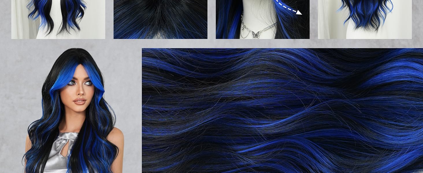long curly black wig