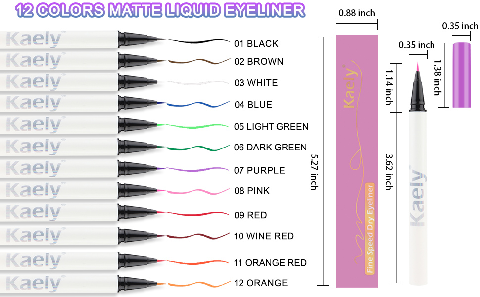 evpct 1Pcs Pink Waterproof Colored Eyeliner Liquid Eye Liner Set