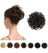 100% Human Hair Bun, BARSDAR Messy Bun Scrunchies Ponytail Extensions Curly Hair Bun Hair Piece f...