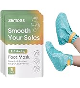 ZenToes Exfoliating Foot Mask for Dry Cracked Feet | Urea, Niacinamide & Rose Extract Infused No ...