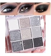 evpct 9 Colors Black Smokey Grey Gray Silver Glitter Shimmer Eye Shadow Makeup Palette Pigmented ...